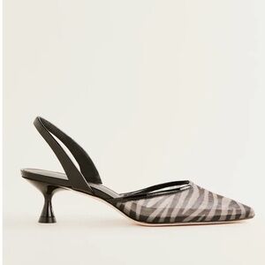 NEW Reformation reed sling back zebra black heels